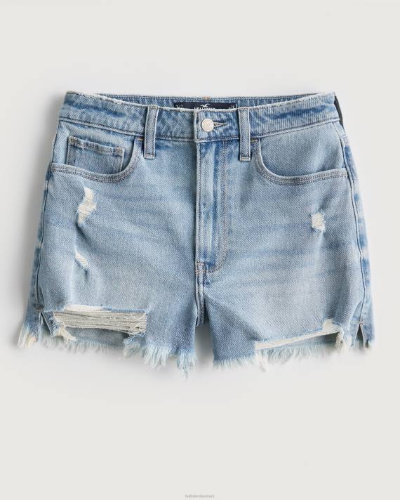 Hollister Kvinder ultra high-rise ripped light wash denim mom shorts 2H8Z462 bunde let rippet vask