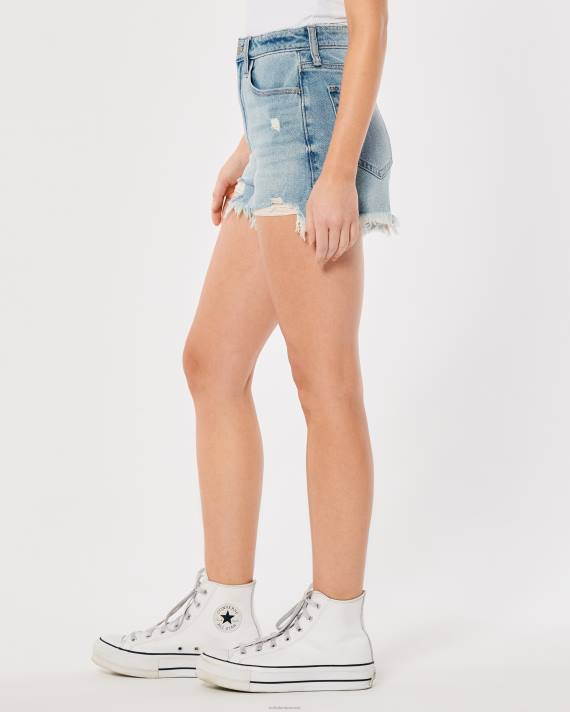 Hollister Kvinder ultra high-rise ripped light wash denim mom shorts 2H8Z462 bunde let rippet vask
