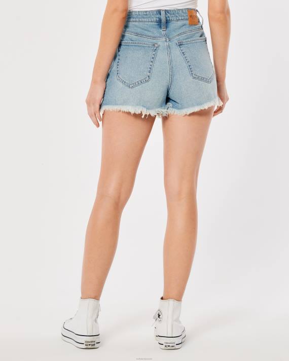 Hollister Kvinder ultra high-rise ripped light wash denim mom shorts 2H8Z462 bunde let rippet vask