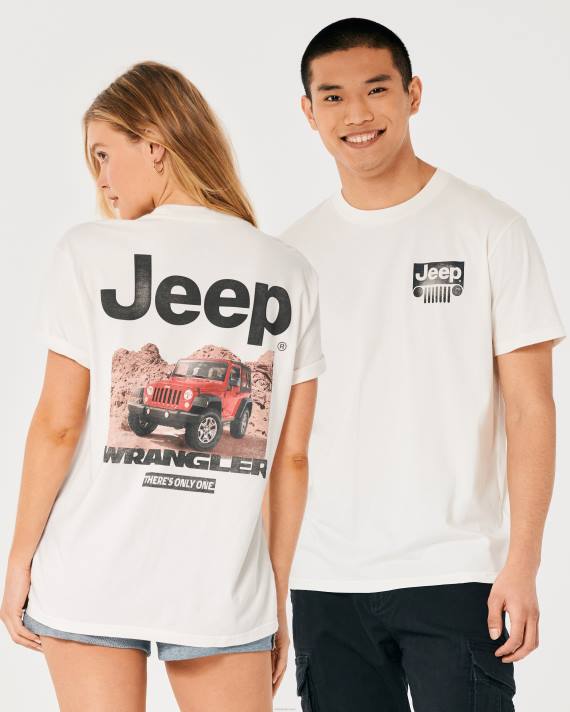 Hollister Kvinder afslappet jeep grafisk t-shirt 2H8Z162 toppe off white-jeep