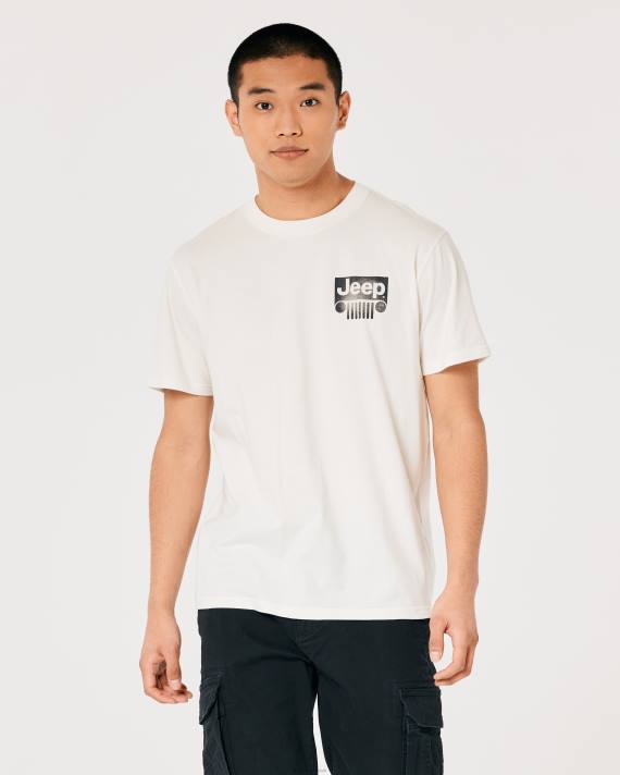 Hollister Kvinder afslappet jeep grafisk t-shirt 2H8Z162 toppe off white-jeep