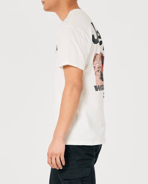 Hollister Kvinder afslappet jeep grafisk t-shirt 2H8Z162 toppe off white-jeep