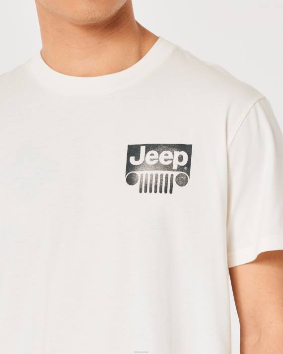 Hollister Kvinder afslappet jeep grafisk t-shirt 2H8Z162 toppe off white-jeep
