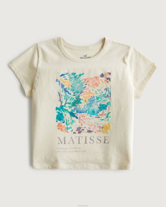 Hollister Kvinder afslappet matisse art grafisk t-shirt 2H8Z365 toppe fløde