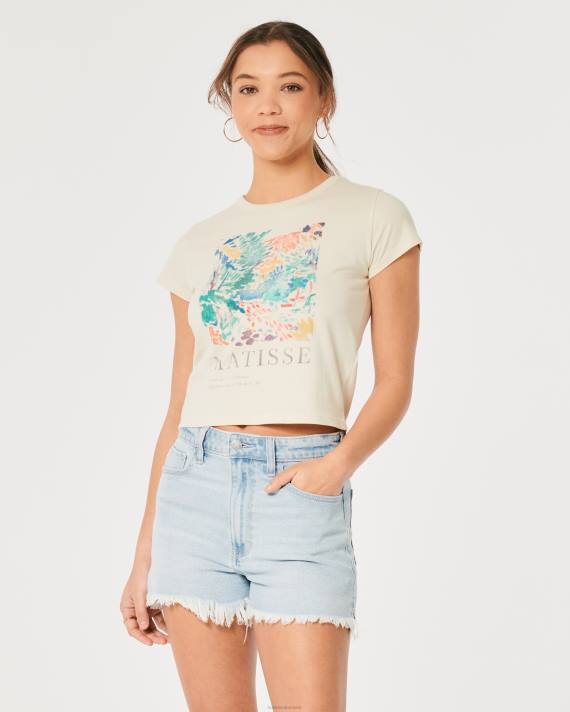 Hollister Kvinder afslappet matisse art grafisk t-shirt 2H8Z365 toppe fløde