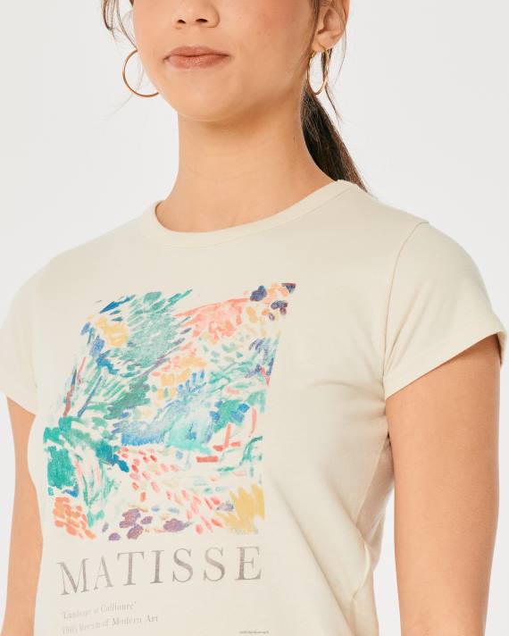 Hollister Kvinder afslappet matisse art grafisk t-shirt 2H8Z365 toppe fløde