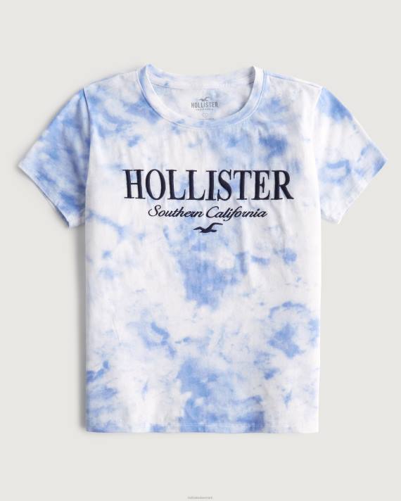 Hollister Kvinder broderet logo grafisk t-shirt 3-pak 2H8Z445 toppe marineblå-burgunder-slipsfarve