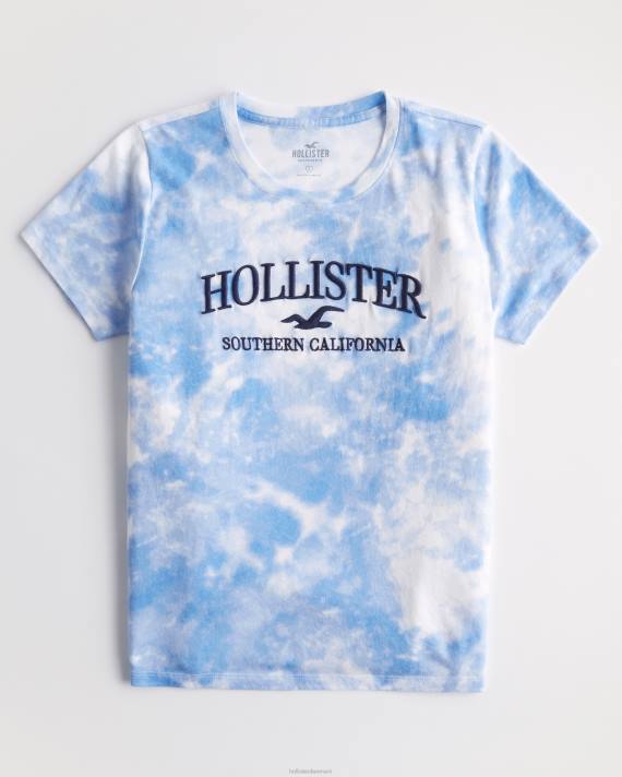 Hollister Kvinder let broderet logo grafisk t-shirt 2H8Z161 toppe blå slipsfarve