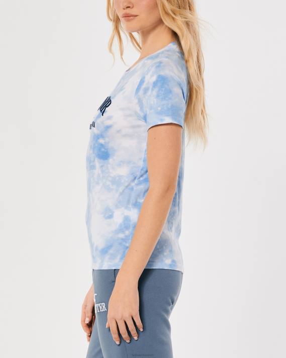 Hollister Kvinder let broderet logo grafisk t-shirt 2H8Z161 toppe blå slipsfarve