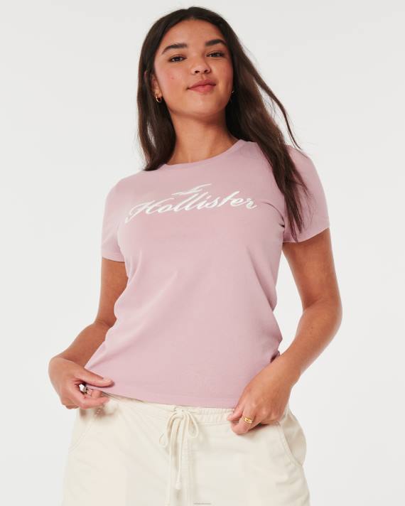 Hollister Kvinder let logo grafisk t-shirt 2H8Z153 toppe lyserød