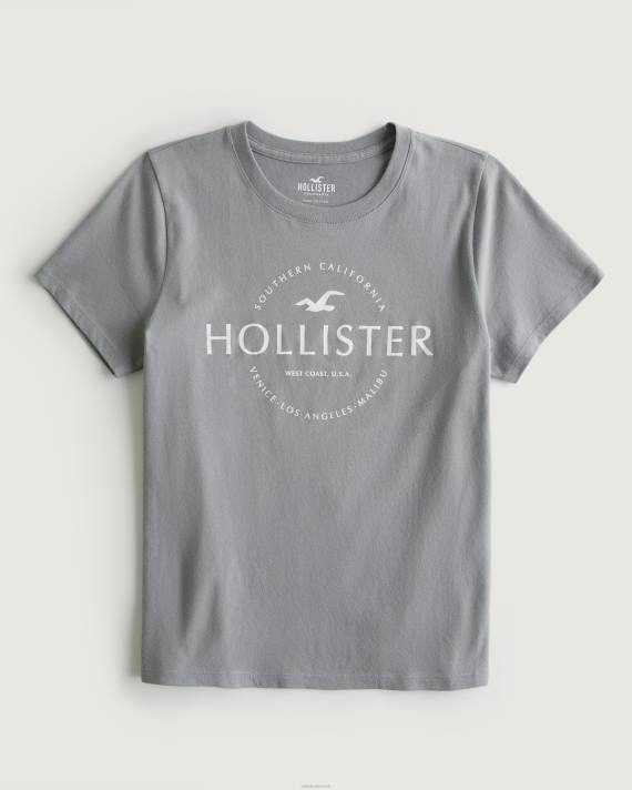 Hollister Kvinder let logo grafisk t-shirt 2H8Z198 toppe grå