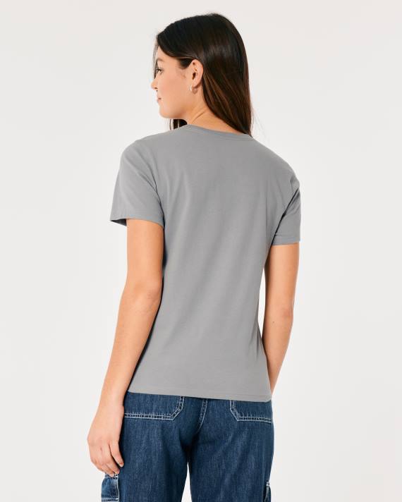 Hollister Kvinder let logo grafisk t-shirt 2H8Z198 toppe grå