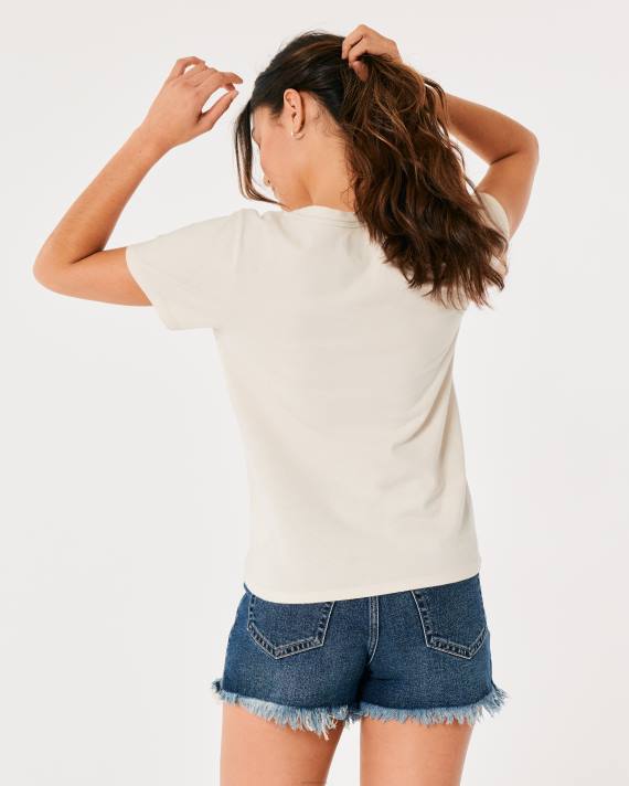 Hollister Kvinder let logo grafisk t-shirt 2H8Z211 toppe fløde