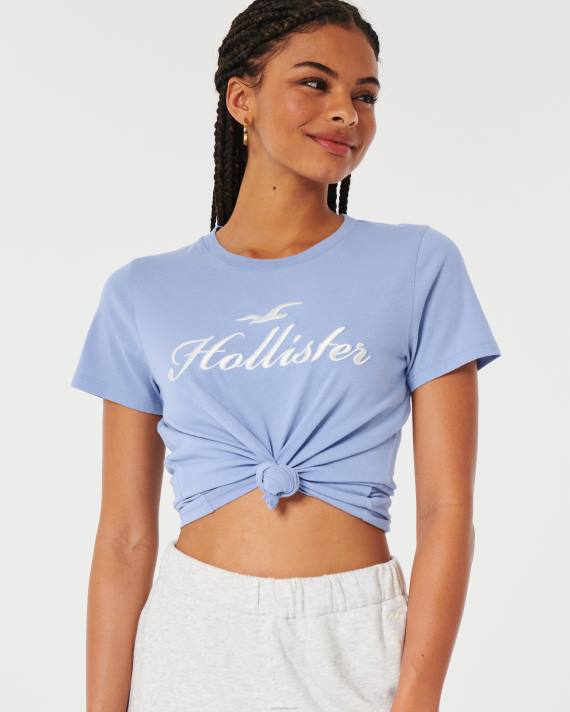 Hollister Kvinder let logo grafisk t-shirt 2H8Z220 toppe blå