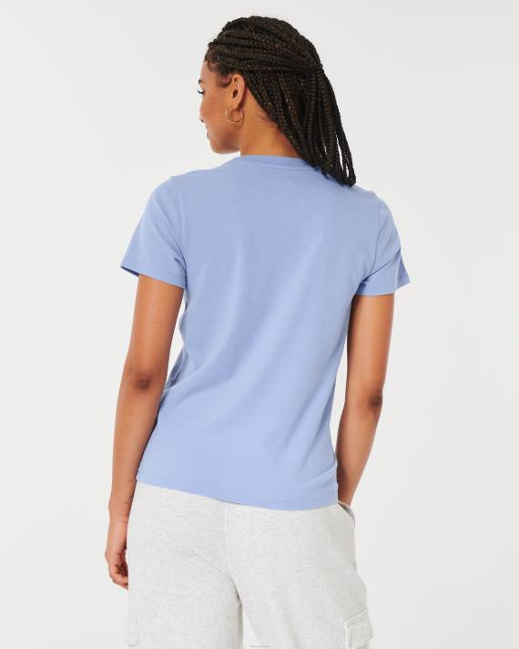 Hollister Kvinder let logo grafisk t-shirt 2H8Z220 toppe blå