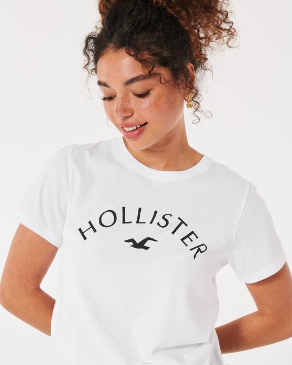Hollister Kvinder let logo grafisk t-shirt 2H8Z240 toppe hvid