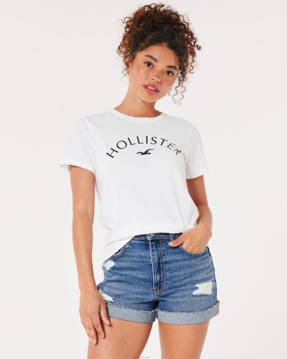 Hollister Kvinder let logo grafisk t-shirt 2H8Z240 toppe hvid