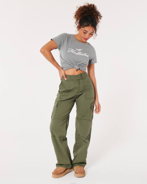 Hollister Kvinder let logo grafisk t-shirt 2H8Z351 toppe med grå flad