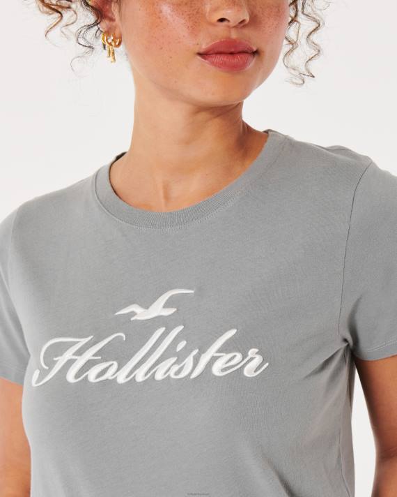 Hollister Kvinder let logo grafisk t-shirt 2H8Z351 toppe med grå flad