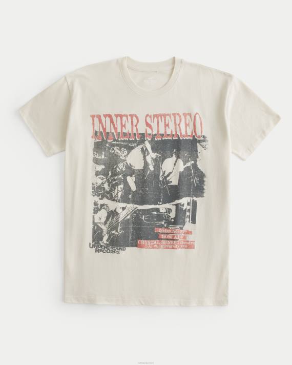 Hollister Kvinder overdimensioneret indvendig stereo grafisk t-shirt 2H8Z229 toppe fløde