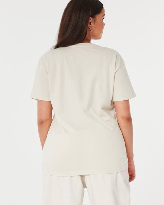 Hollister Kvinder overdimensioneret indvendig stereo grafisk t-shirt 2H8Z229 toppe fløde