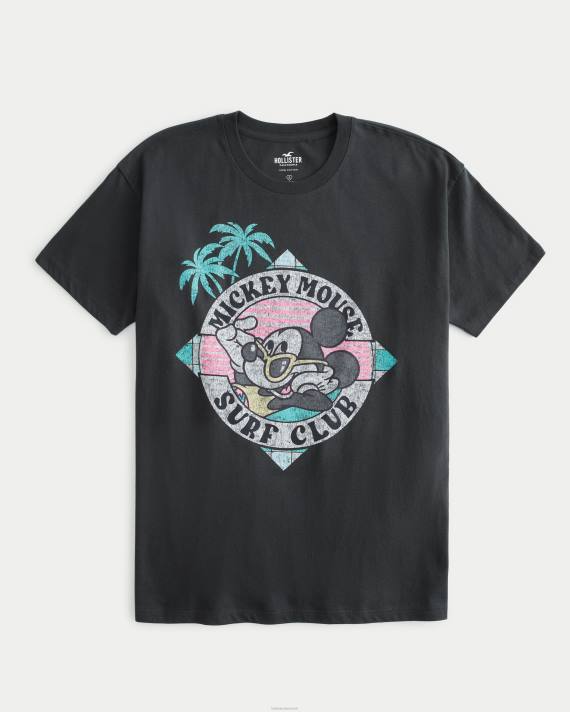 Hollister Kvinder overdimensioneret mickey mouse grafisk t-shirt 2H8Z127 toppe mørkegrå