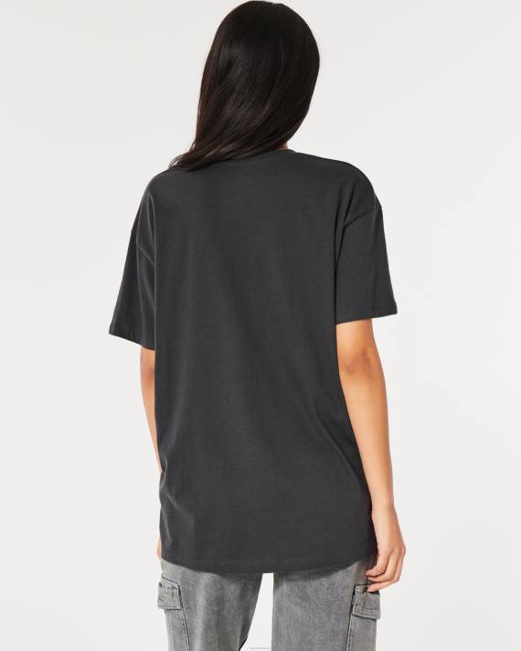 Hollister Kvinder overdimensioneret mickey mouse grafisk t-shirt 2H8Z127 toppe mørkegrå