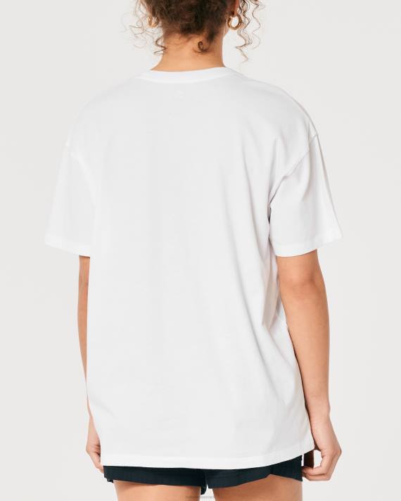 Hollister Kvinder overdimensioneret san diego racerbil grafisk t-shirt 2H8Z358 toppe hvid