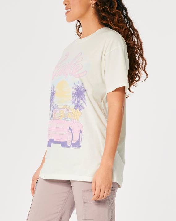 Hollister Kvinder oversized barbie bil grafisk t-shirt 2H8Z2 toppe fløde