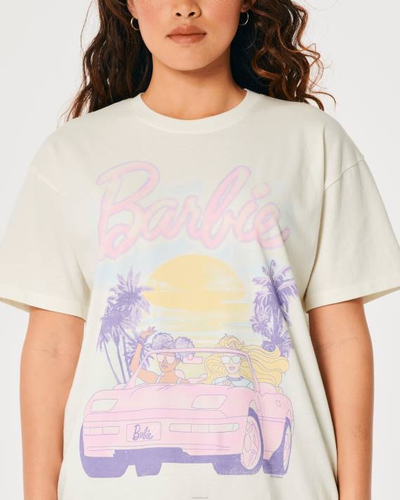 Hollister Kvinder oversized barbie bil grafisk t-shirt 2H8Z2 toppe fløde