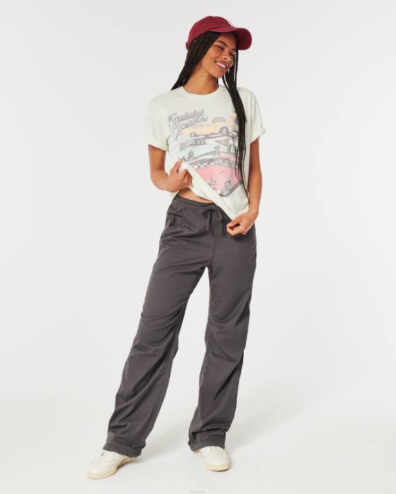 Hollister Kvinder oversized klassisk bil grafisk t-shirt 2H8Z61 toppe hvid