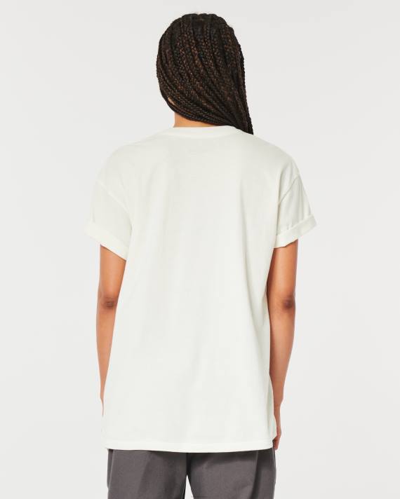 Hollister Kvinder oversized klassisk bil grafisk t-shirt 2H8Z61 toppe hvid