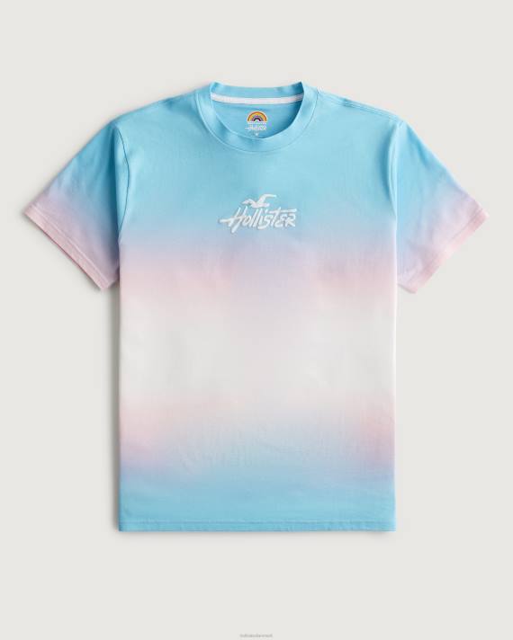Hollister Kvinder pride afslappet logo grafisk t-shirt 2H8Z120 toppe lyseblå tie-dye