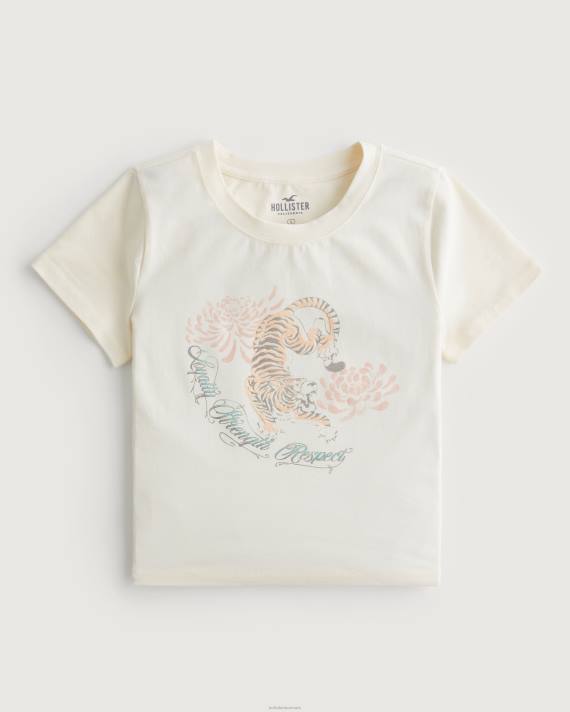 Hollister Kvinder tiger grafisk baby t-shirt 2H8Z217 toppe fløde tiger