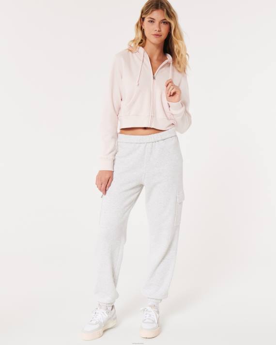 Hollister Kvinder feel good mini hættetrøje med fuld lynlås 2H8Z109 toppe lyserød