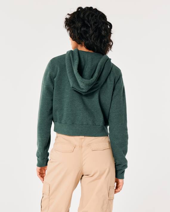 Hollister Kvinder feel good mini hættetrøje med fuld lynlås 2H8Z175 toppe grøn