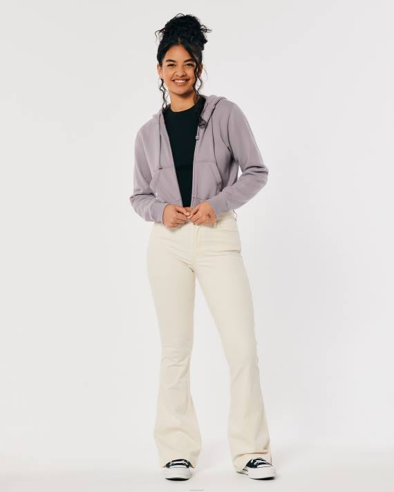 Hollister Kvinder feel good mini hættetrøje med fuld lynlås 2H8Z233 toppe lilla grå