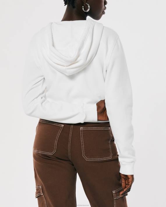 Hollister Kvinder feel good mini hættetrøje med fuld lynlås 2H8Z239 toppe hvid