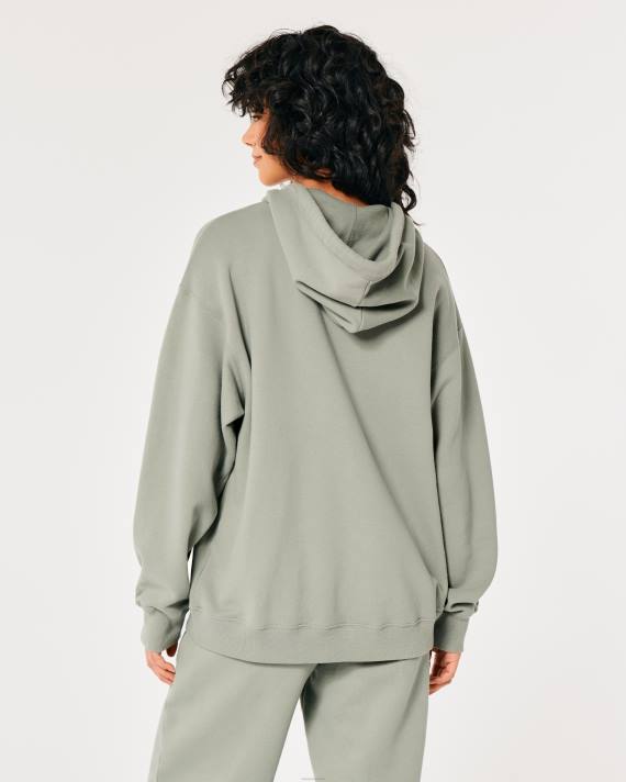 Hollister Kvinder feel good oversized hættetrøje med fuld lynlås 2H8Z122 toppe lysegrøn