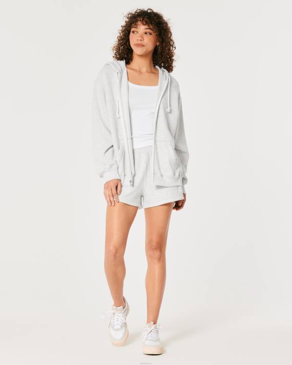 Hollister Kvinder feel good oversized hættetrøje med fuld lynlås 2H8Z29 toppe lys gråmeleret