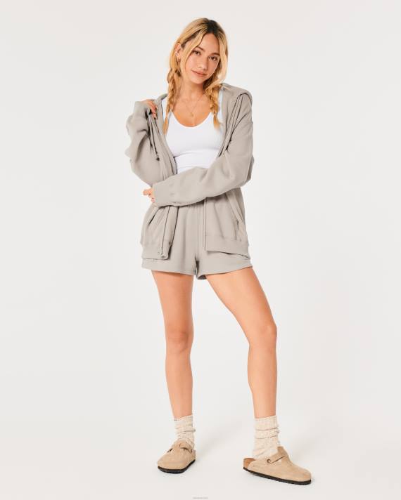 Hollister Kvinder feel good oversized hættetrøje med fuld lynlås 2H8Z44 toppe taupe