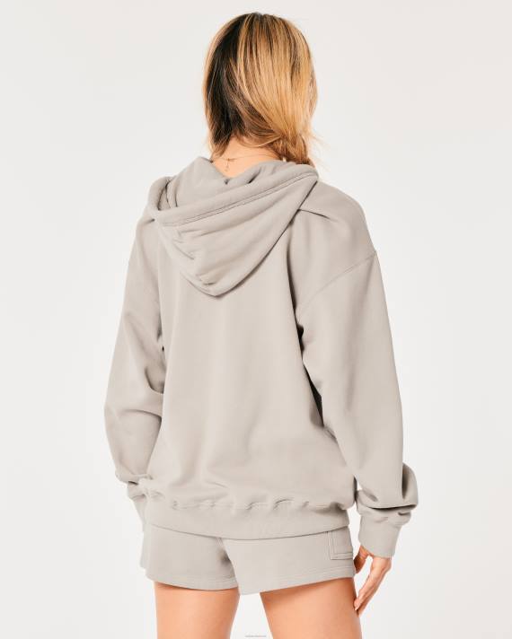 Hollister Kvinder feel good oversized hættetrøje med fuld lynlås 2H8Z44 toppe taupe