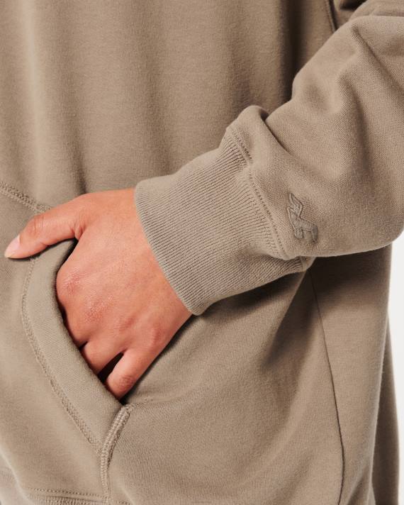 Hollister Kvinder feel good oversized hættetrøje med fuld lynlås 2H8Z65 toppe lysebrun