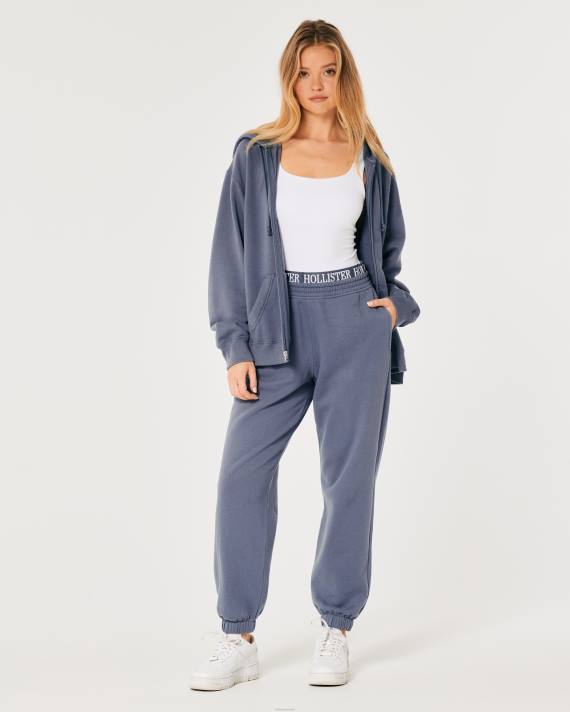 Hollister Kvinder feel good oversized hættetrøje med fuld lynlås 2H8Z75 toppe blå