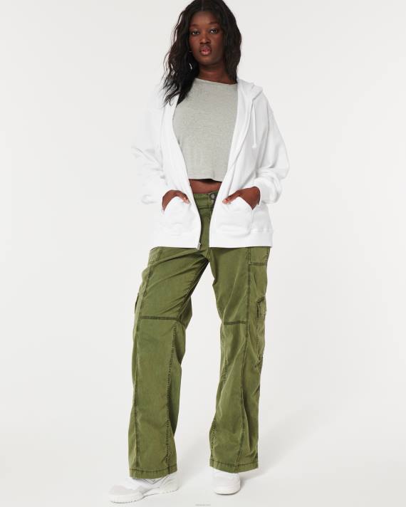 Hollister Kvinder feel good oversized hættetrøje med fuld lynlås 2H8Z81 toppe hvid