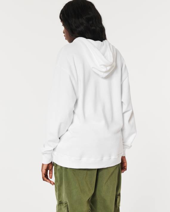 Hollister Kvinder feel good oversized hættetrøje med fuld lynlås 2H8Z81 toppe hvid