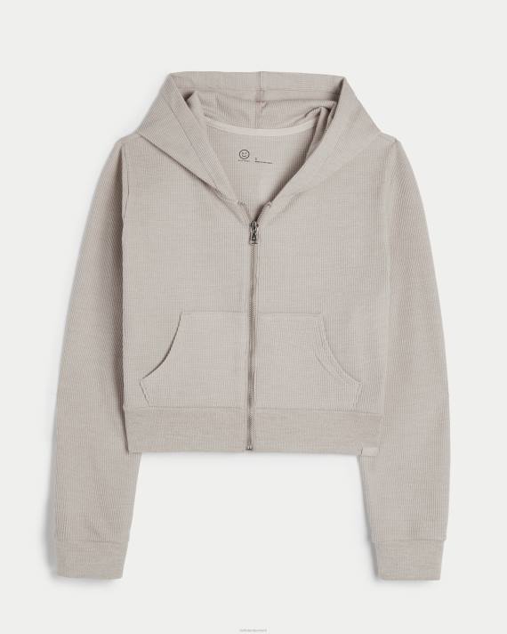Hollister Kvinder gilly hicks hyggelig mikro-vaffel fuld lynlås 2H8Z136 toppe beige