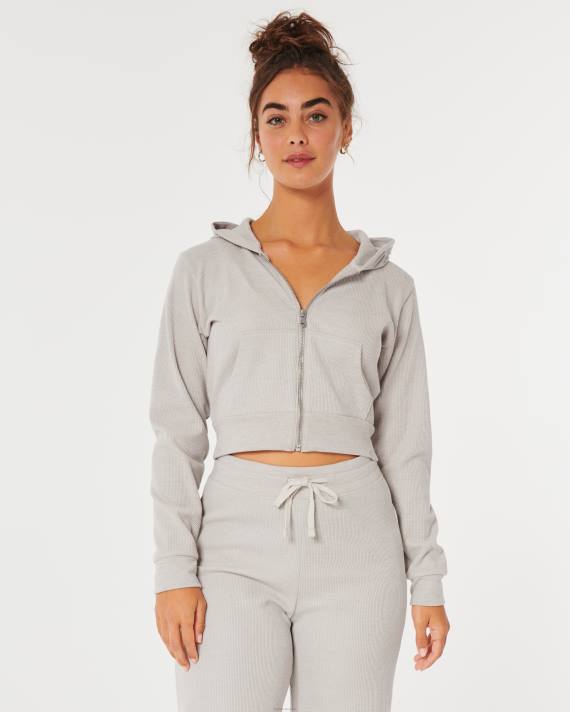 Hollister Kvinder gilly hicks hyggelig mikro-vaffel fuld lynlås 2H8Z136 toppe beige