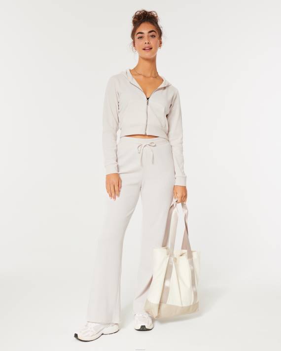 Hollister Kvinder gilly hicks hyggelig mikro-vaffel fuld lynlås 2H8Z98 toppe off white