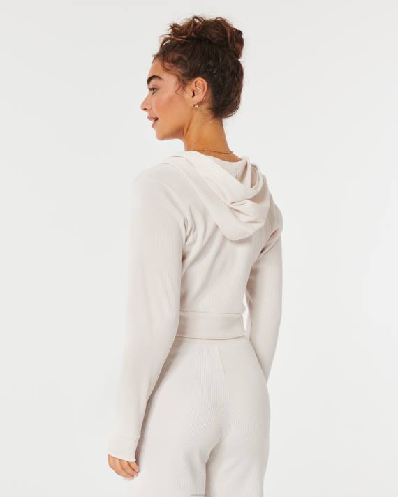 Hollister Kvinder gilly hicks hyggelig mikro-vaffel fuld lynlås 2H8Z98 toppe off white